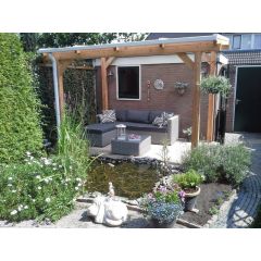 Lariks / Douglas overkapping, vrijstaand. RAL7016 profielen